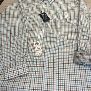 Cinch Men's Plaid Button Down Shirt - Blue and White